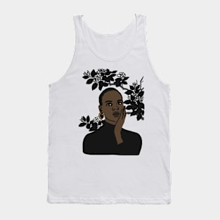 Black Girl with White Flower Tank Top